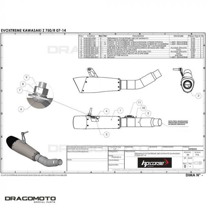 Echappement pour Kawasaki Z750 2007-2012 Projsix Titanium